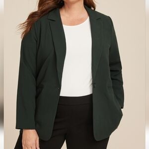 Women's Plus Dark Green Blazer